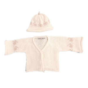Anitas House Merino Bunny Cardigan And Hat 0-6Months / Ivory With Beige Baby Clothing