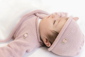 Anitas House Merino Rosebuds Cardigan And Hat Pink / 0-6M Baby Clothing