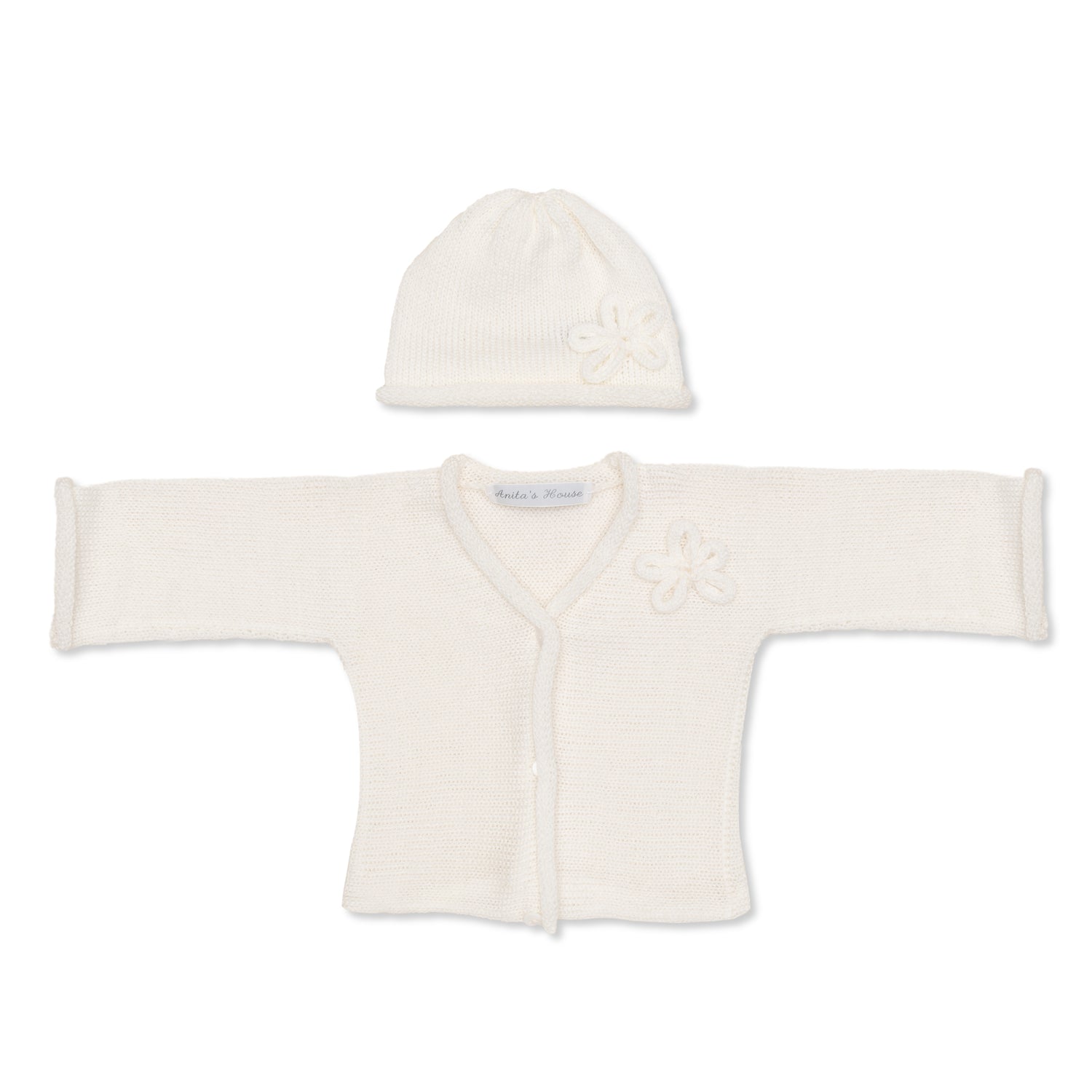 Anita's House Knitted Flower Cardigan and Hat