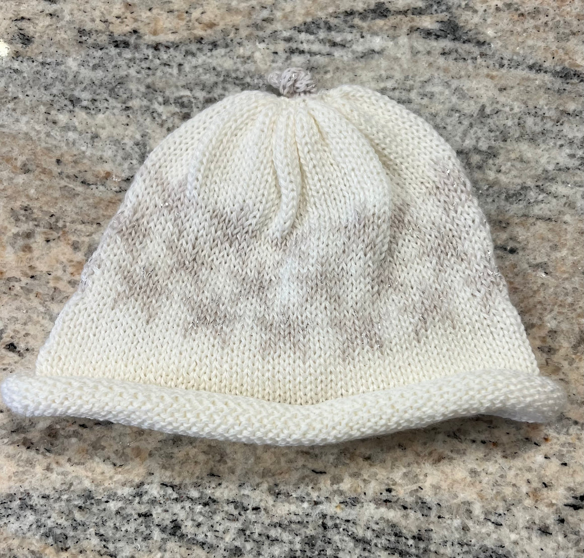 Anita's House Merino Stars Hat - ivory with beige stars