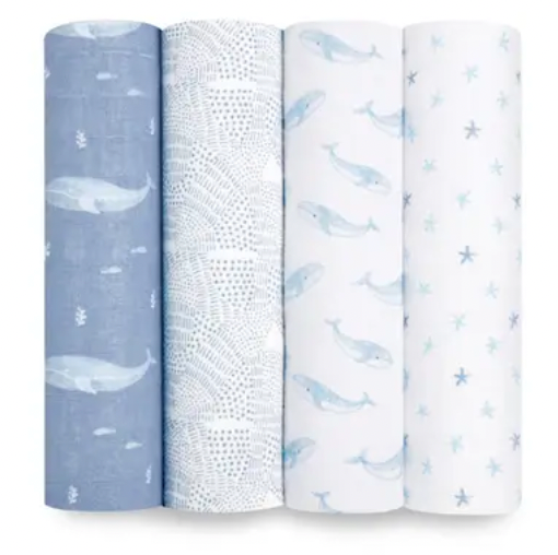 Aden and Anais Organic Cotton Swaddles 4 Pack - Oceanic