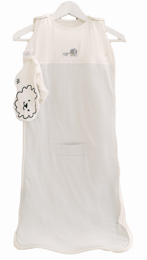 Pure Earth Collection All-Season Bamboo Sleeping Bag inc soft toy - embroidered - Dawn Grey with Elephant