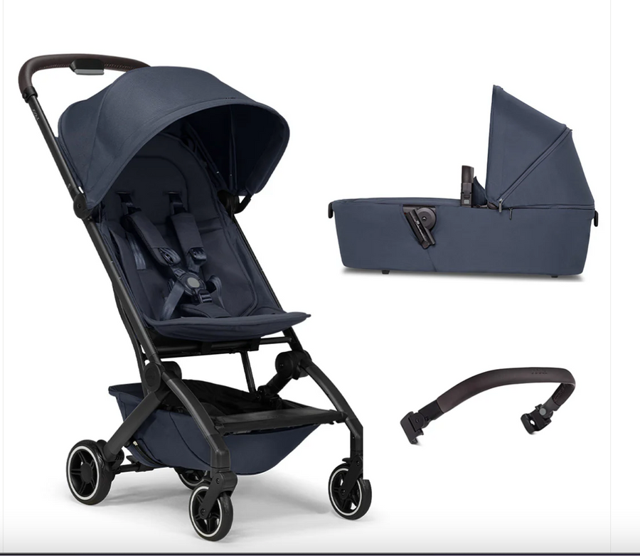 Joolz Aer+ Pushchair, carrycot and dark brown handlebar - 2024 - Navy Blue