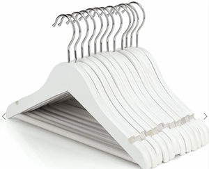 Wooden Hanger White without Pegs 12-pack