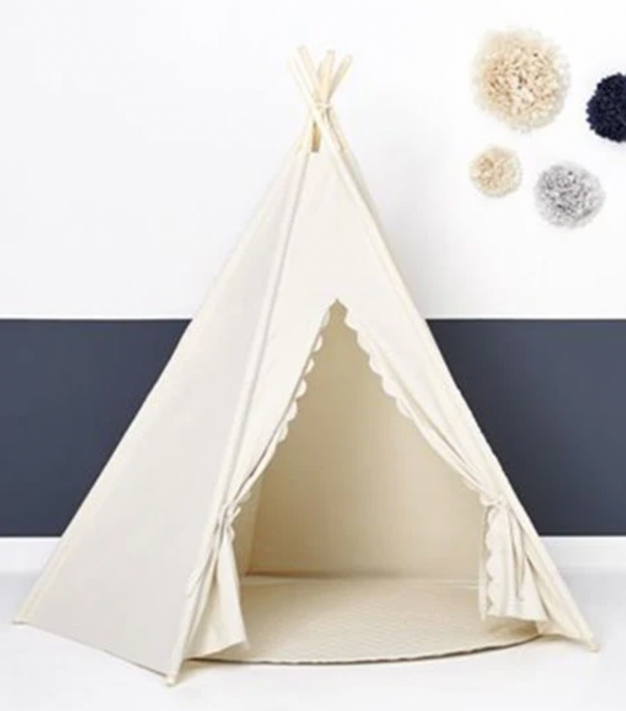 Green Sheep Linen Teepee & Playmat Bundle - ivory