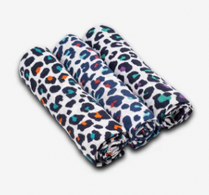 Etta Loves XL BLUE LEOPARD MUSLIN - for 5+ month old babies