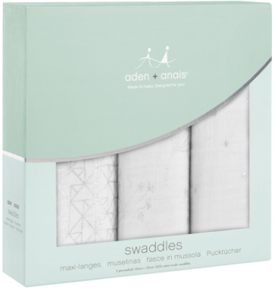 Aden & Anais Organic Cotton Muslin Squares 3-pack (GR)