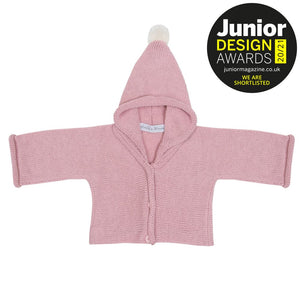 Anitas House Classic Merino Hoodie With Pom Soft Pink Baby Clothing