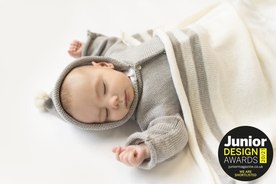 Anitas House Merino Breton Shawl Pale Blue With Ivory Baby