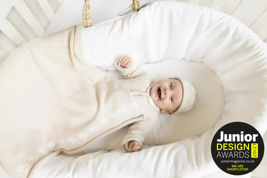 Anitas House Merino Bunny Shawl Beige With Ivory Baby