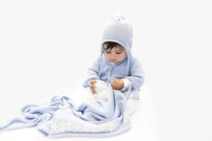 Anitas House Merino Cardigan And Pom Hat 0-6Months / Pale Blue Baby Clothing