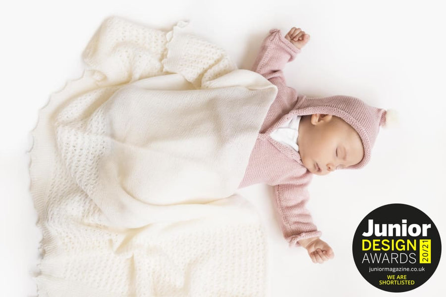 Anitas House Merino Lace Edge Shawl Denim Blue Baby