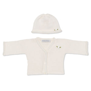 Anitas House Merino Rosebuds Cardigan And Hat Baby Clothing