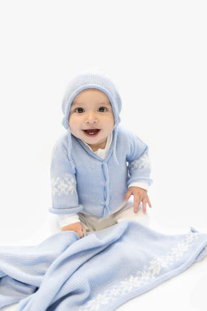 Anitas House Merino Snowflake Cardigan And Pom Hat Baby Clothing